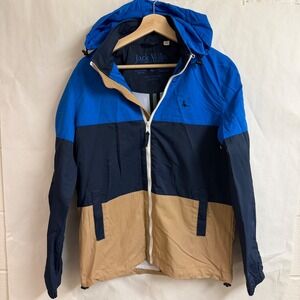 Jack Wills Men Donohue S Blue Colorblock Hooded Rain Windbreaker Jacket Mesh Zip